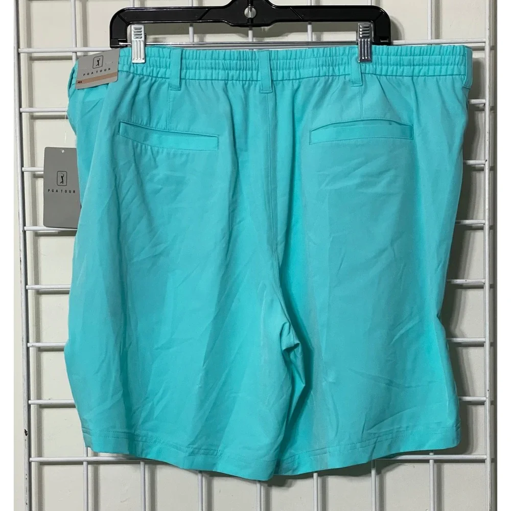 PGA TOUR Golf‎ Shorts Flat Front Active Flex Waist Aqua Blue Mens Size 42